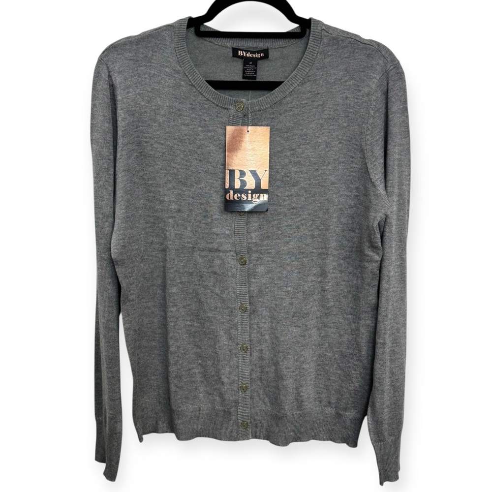 BY Design Women's Elegant Gray Cardigan Size M *2151